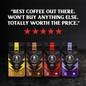 Dark chocolate and caramel notes appear in the Death Wish Espresso Roast brew.