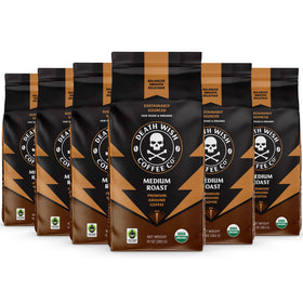 Death Wish Coffee medium roast ground pack front showing bold flavor potential