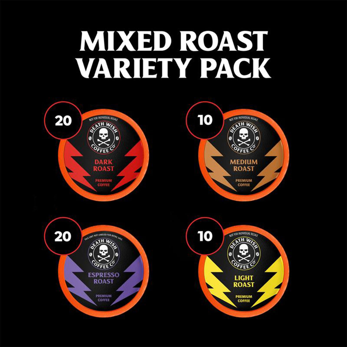 Death Wish Coffee pods on shelf highlighting variety for quick morning choices.
