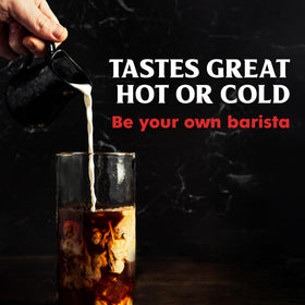 Death Wish Coffee steaming cup hero, rich aroma ready in seconds.