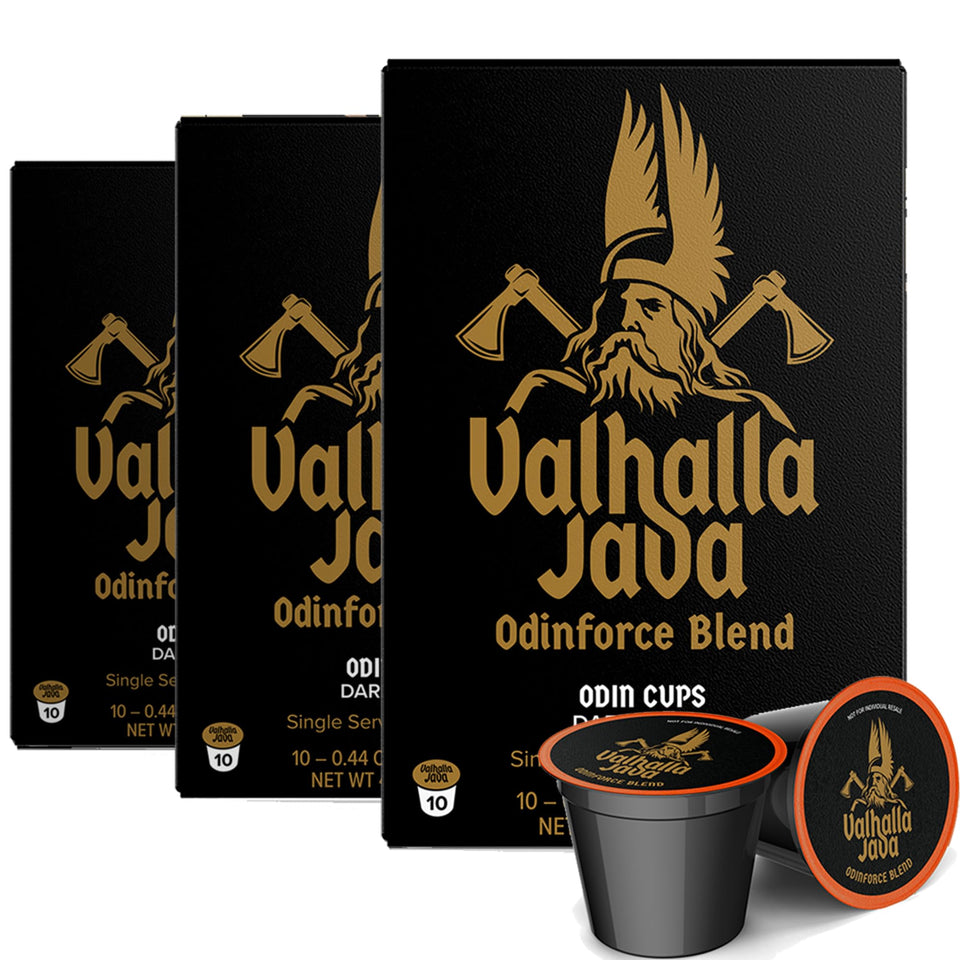 Death Wish Coffee Valhalla Java Odinforce pods pack3 deliver a bold, high-caffeine morning boost.