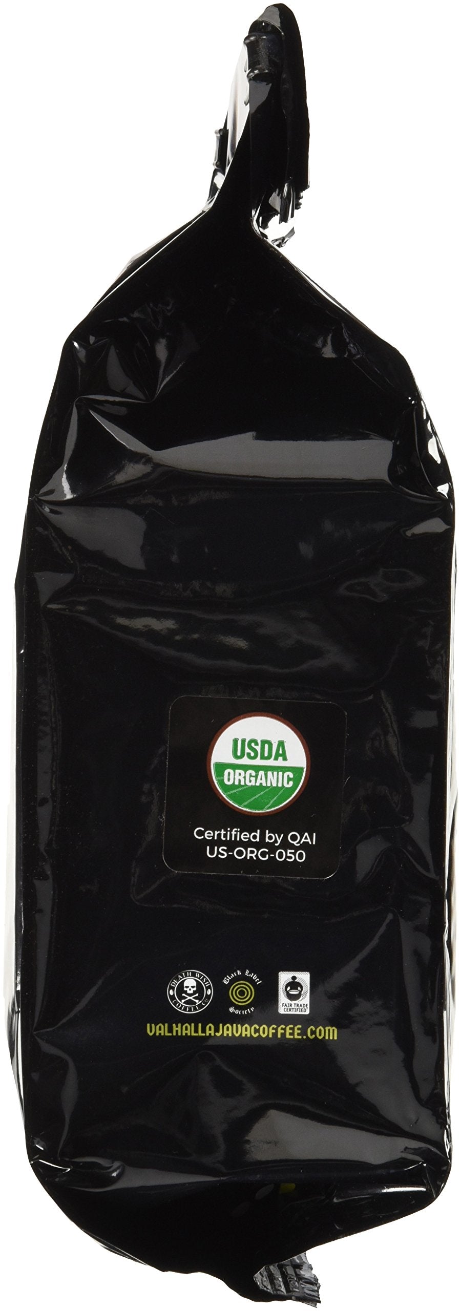 Death Wish Coffee Valhalla Java steaming cup image highlights rich cocoa and molasses notes.