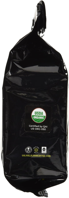 Death Wish Coffee Valhalla Java steaming cup image highlights rich cocoa and molasses notes.