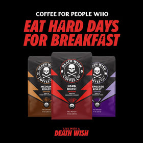 Death Wish guarantee seal on pumpkin chai pods.
