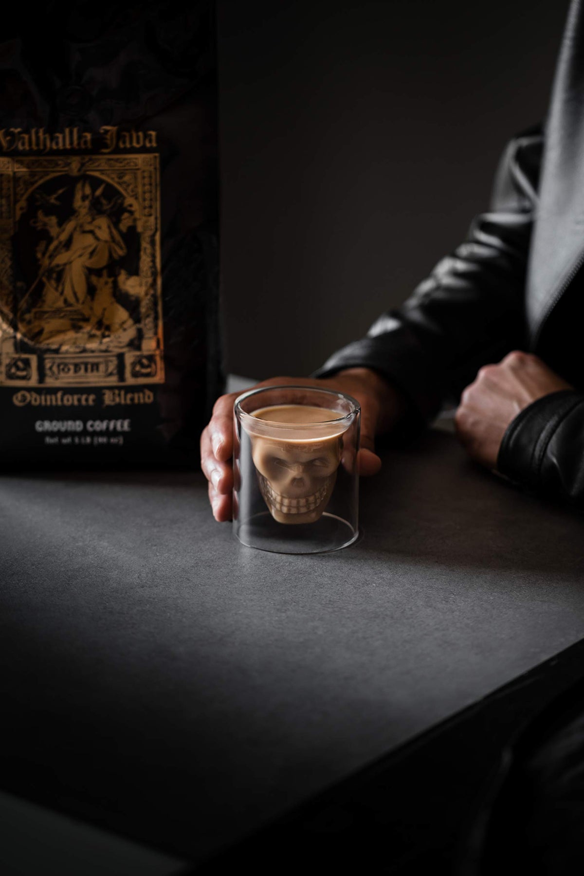 Death Wish Valhalla Java packaging highlights organic and fair trade sourcing.