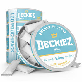 Deckiez Energy Pouches 5-cans display for quick caffeine on the go