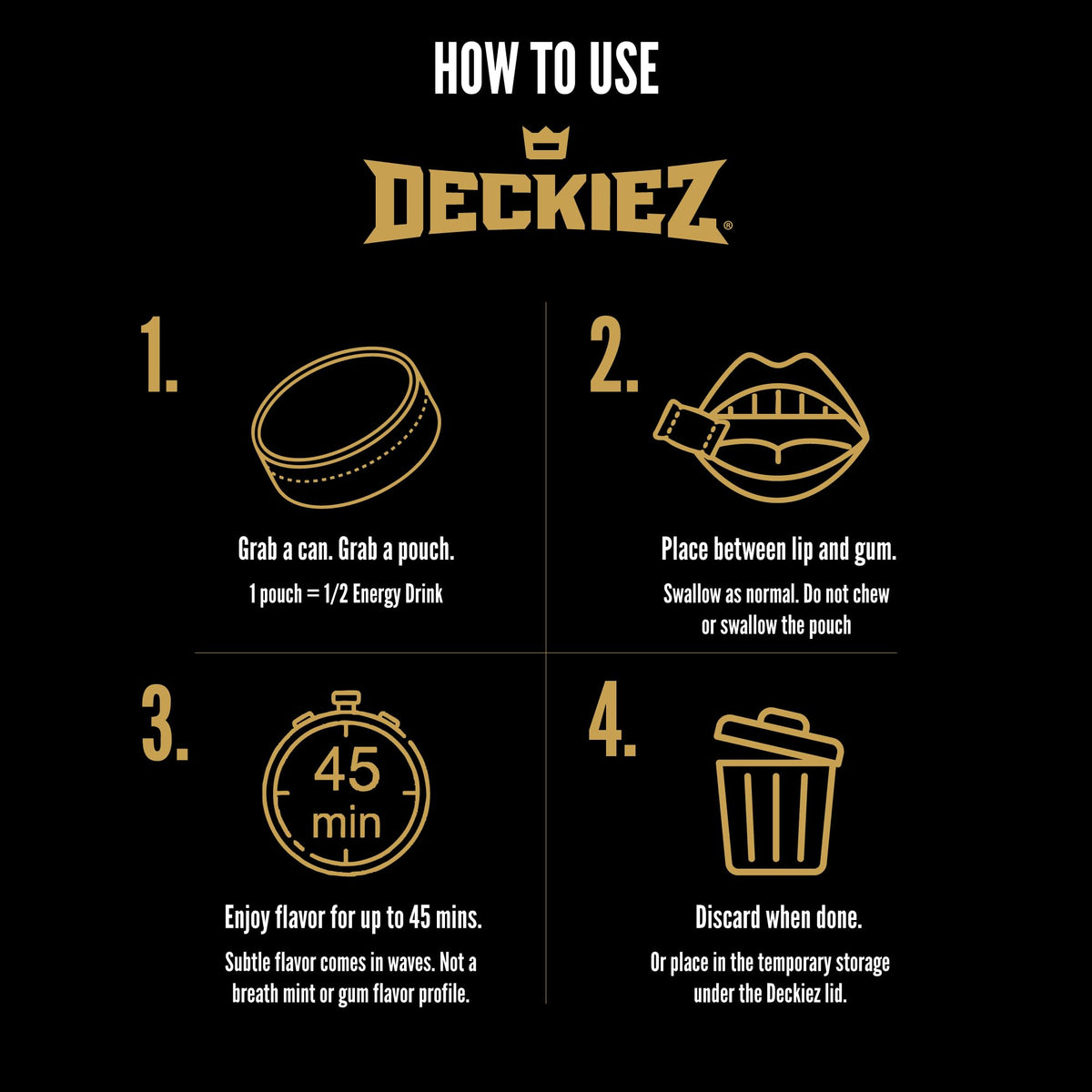 Danish-made Deckiez Energy Pouches branding beside product