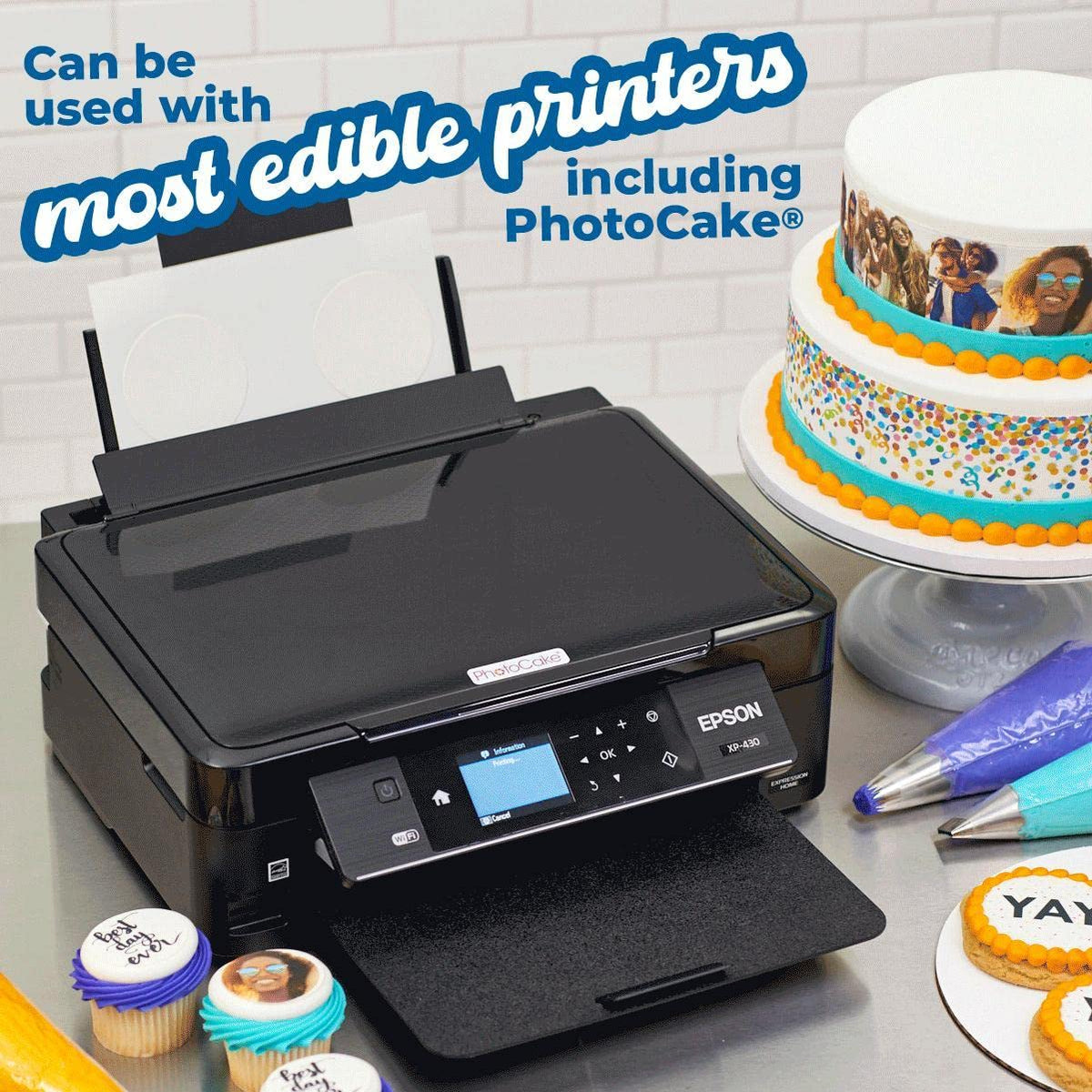 A4 edible frosting sheets stacked for printing and decorating
