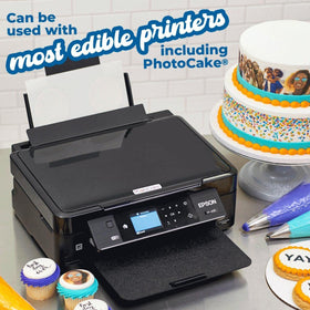 A4 edible frosting sheets stacked for printing and decorating