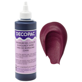DecoPac Burgundy gel color bottle for vibrant, even cake coloring