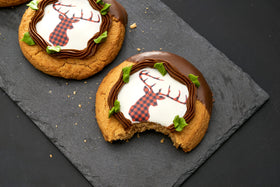Cupcakes topped with 2in edible circles on frosting surface