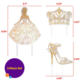 DecoPac Gold Quinceanera cake decoration set offers reusable elegance.