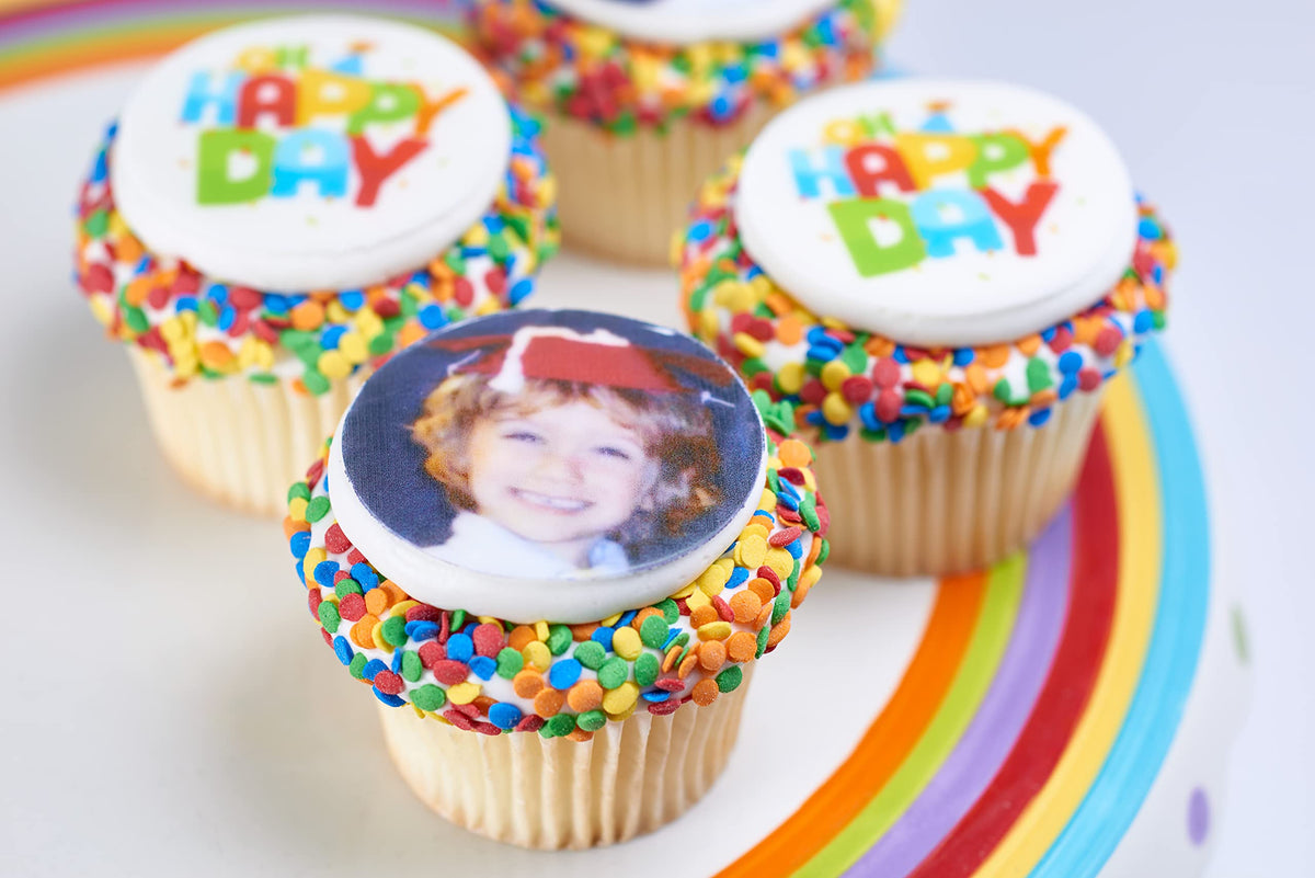 High-clarity edible paper demonstrating sharp designs on frosting
