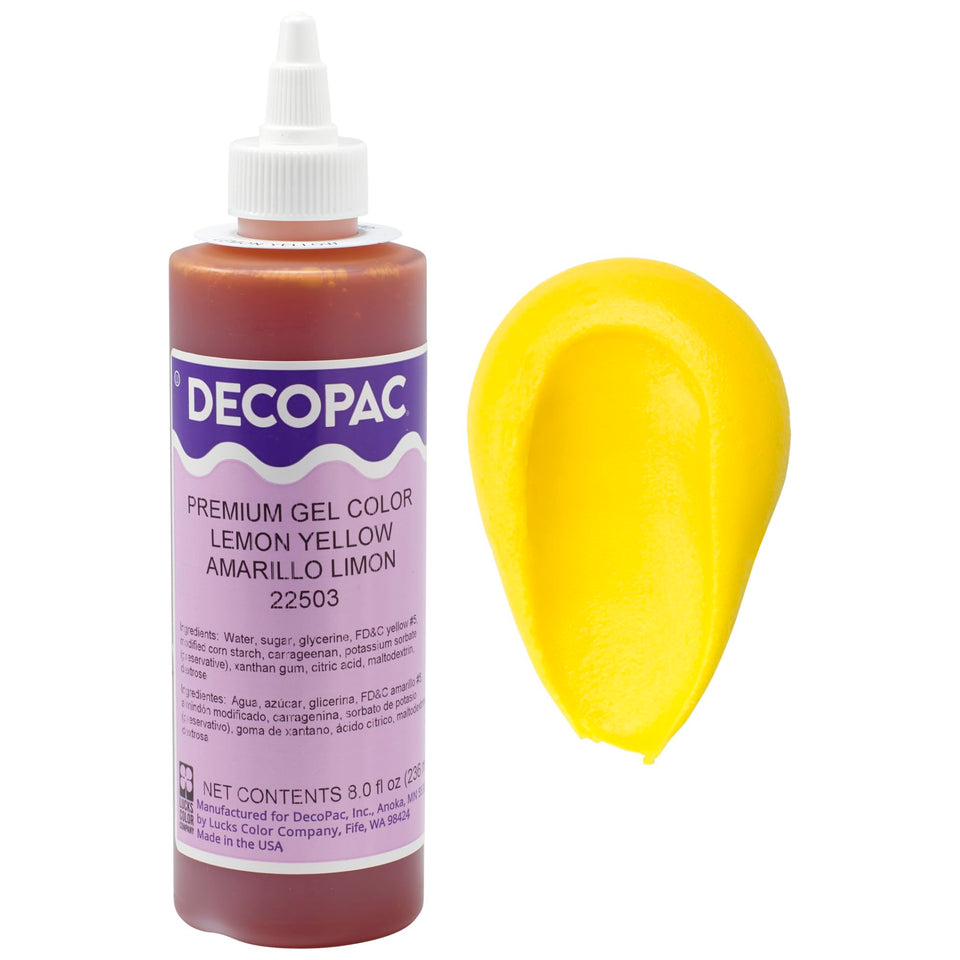 DecoPac Lemon Yellow gel bottle colors cakes and frostings vividly