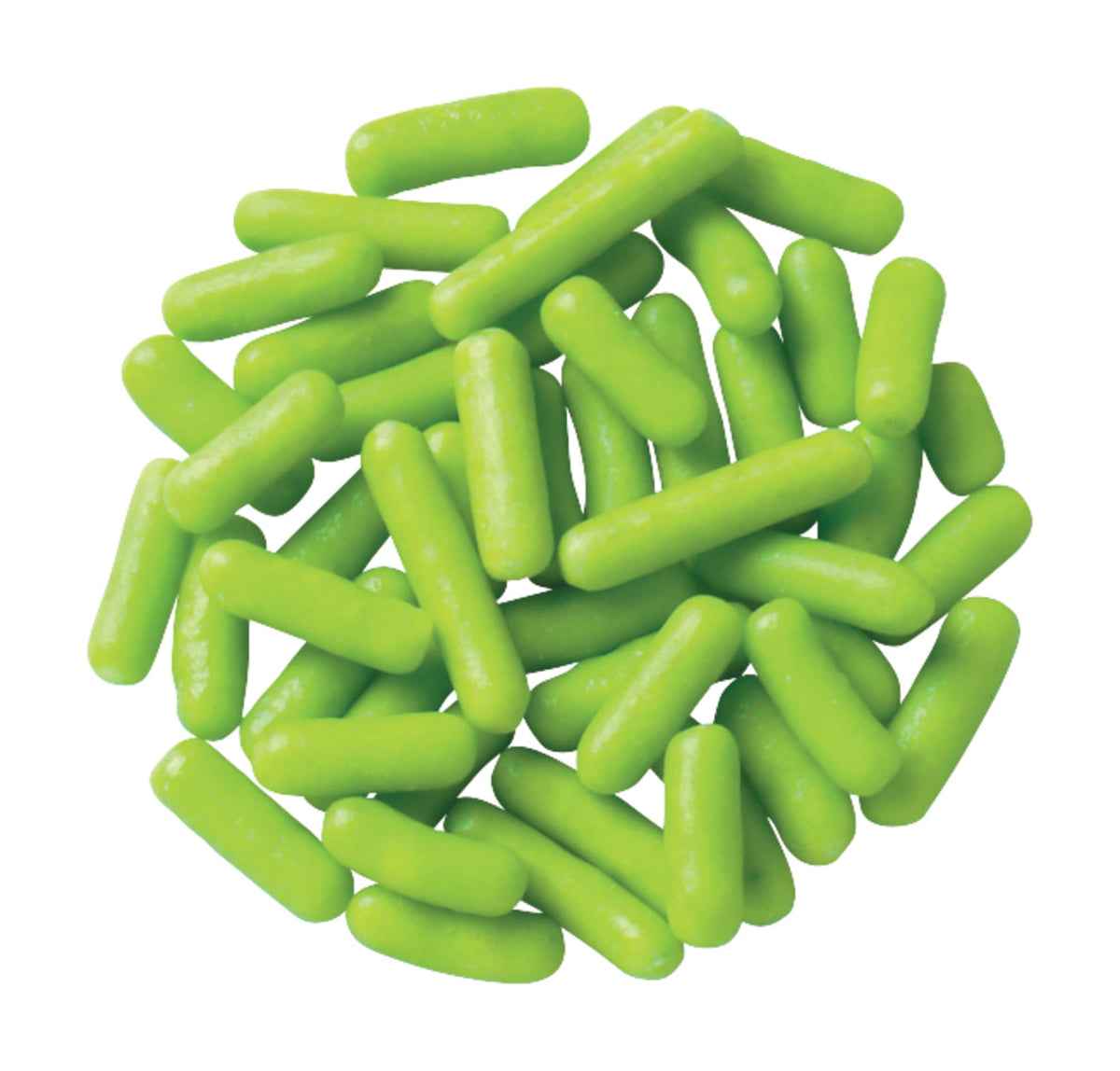 DecoPac Lime Green Sprinkles sprinkled onto royal icing for shimmering detail