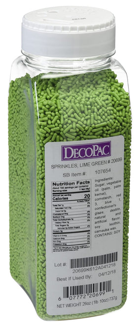 Cookies topped with DecoPac Lime Green Sprinkles for bright decoration
