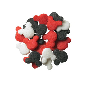 DecoPac Mickey Mouse quins ready to pour onto desserts for color.