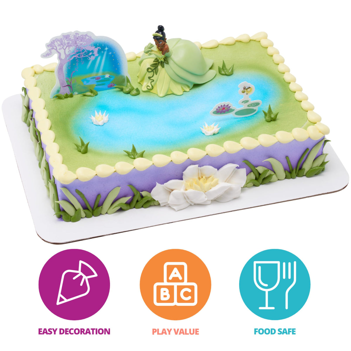 DecoPac Naveen frog figurine accents the Princess and the Frog theme on cakes.