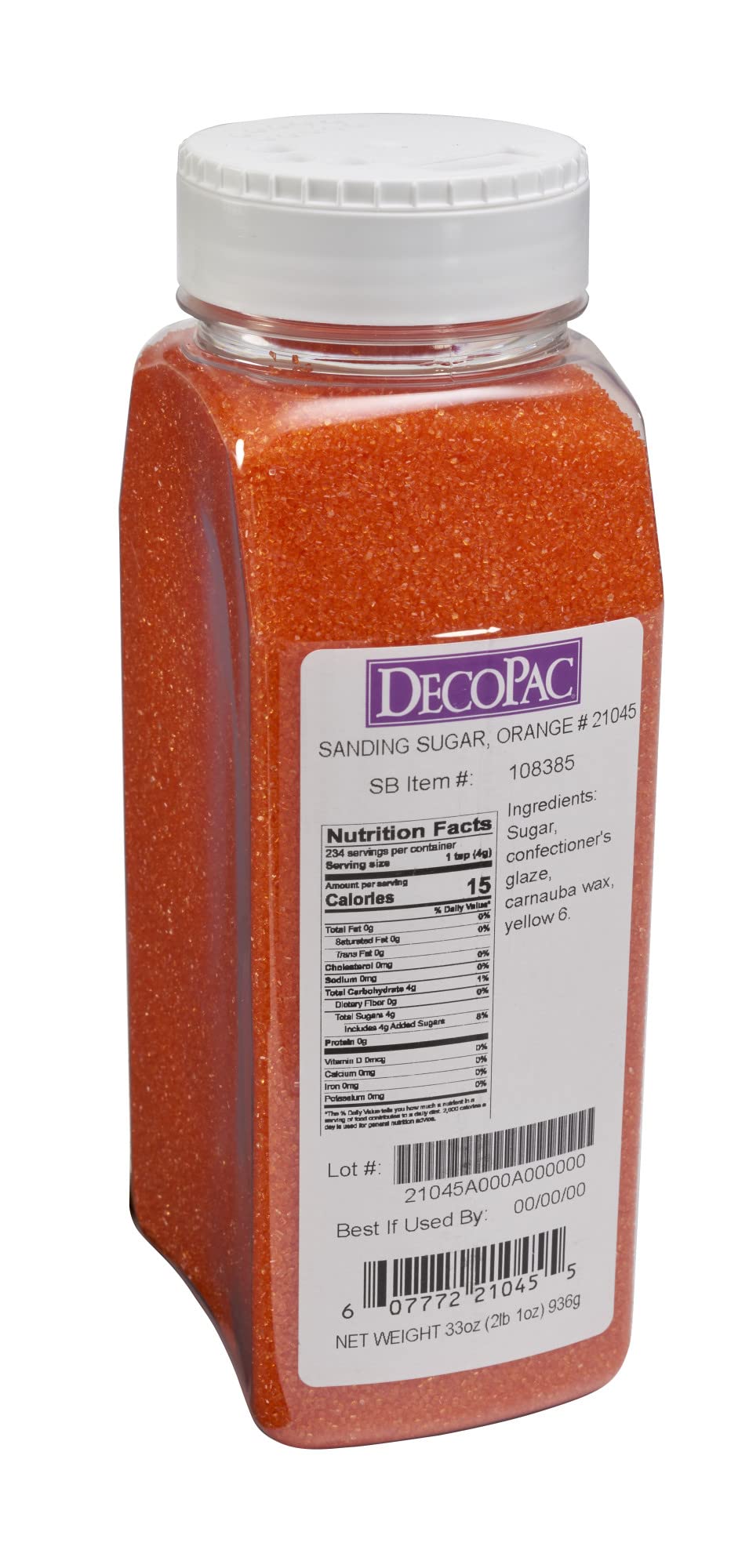 Orange DecoPac edible sprinkles on cake for bright color and finish.