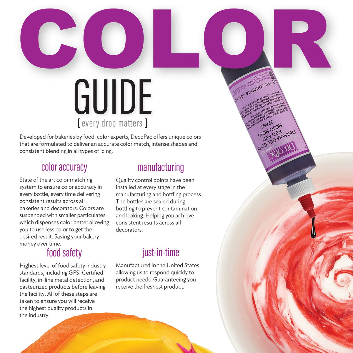 DecoPac Purple Gel Color packaging highlighting USA-made premium quality.