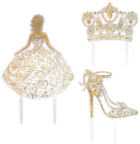 DecoPac Quinceanera crown topper adds regal accent for celebrations.