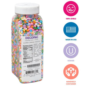 DecoPac Quins pastel sprinkles add vibrant color to cupcakes and cookies.
