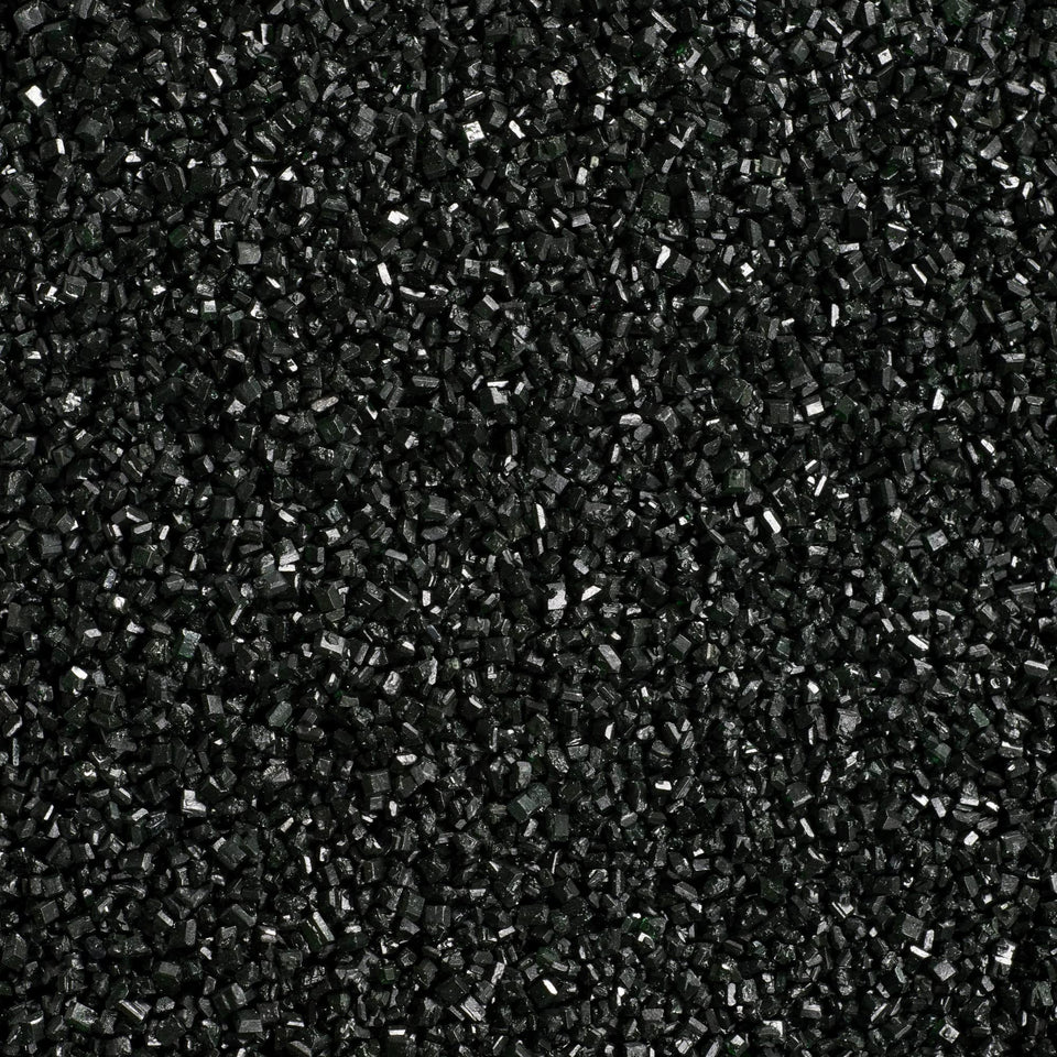 DecoPac sanding sugar black 33oz container for easy sprinkling and storage.