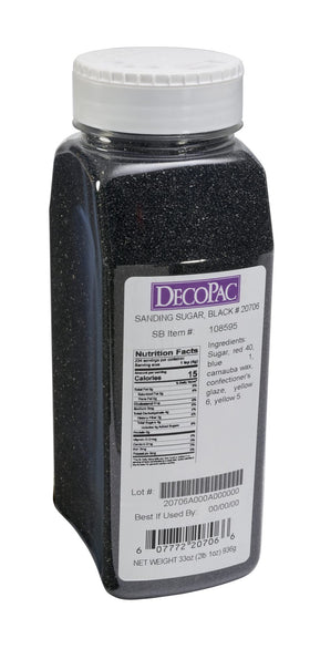 DecoPac sanding sugar black cake decorating for shimmering cakes.