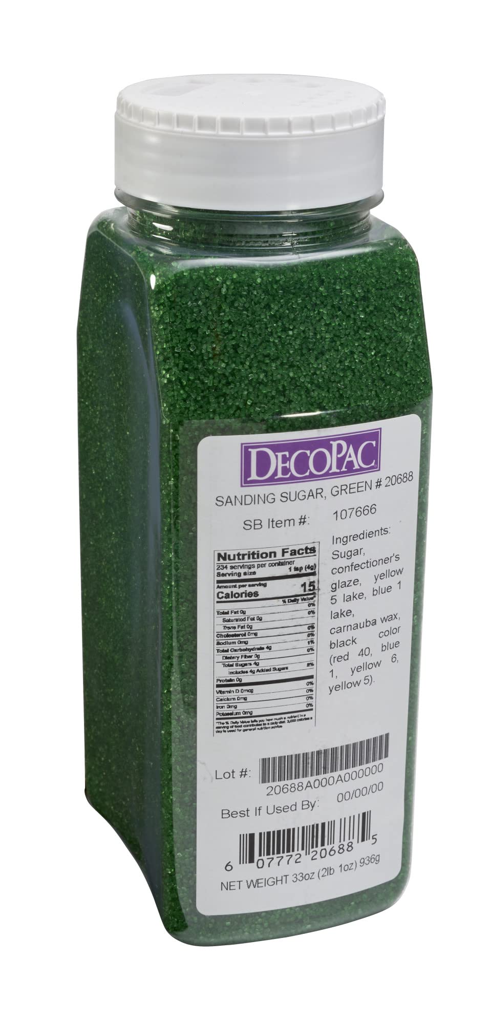 Close-up of green sugar sprinkles for baking decoration