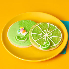 Cookies sprinkled with lime green sanding sugar for sparkle.