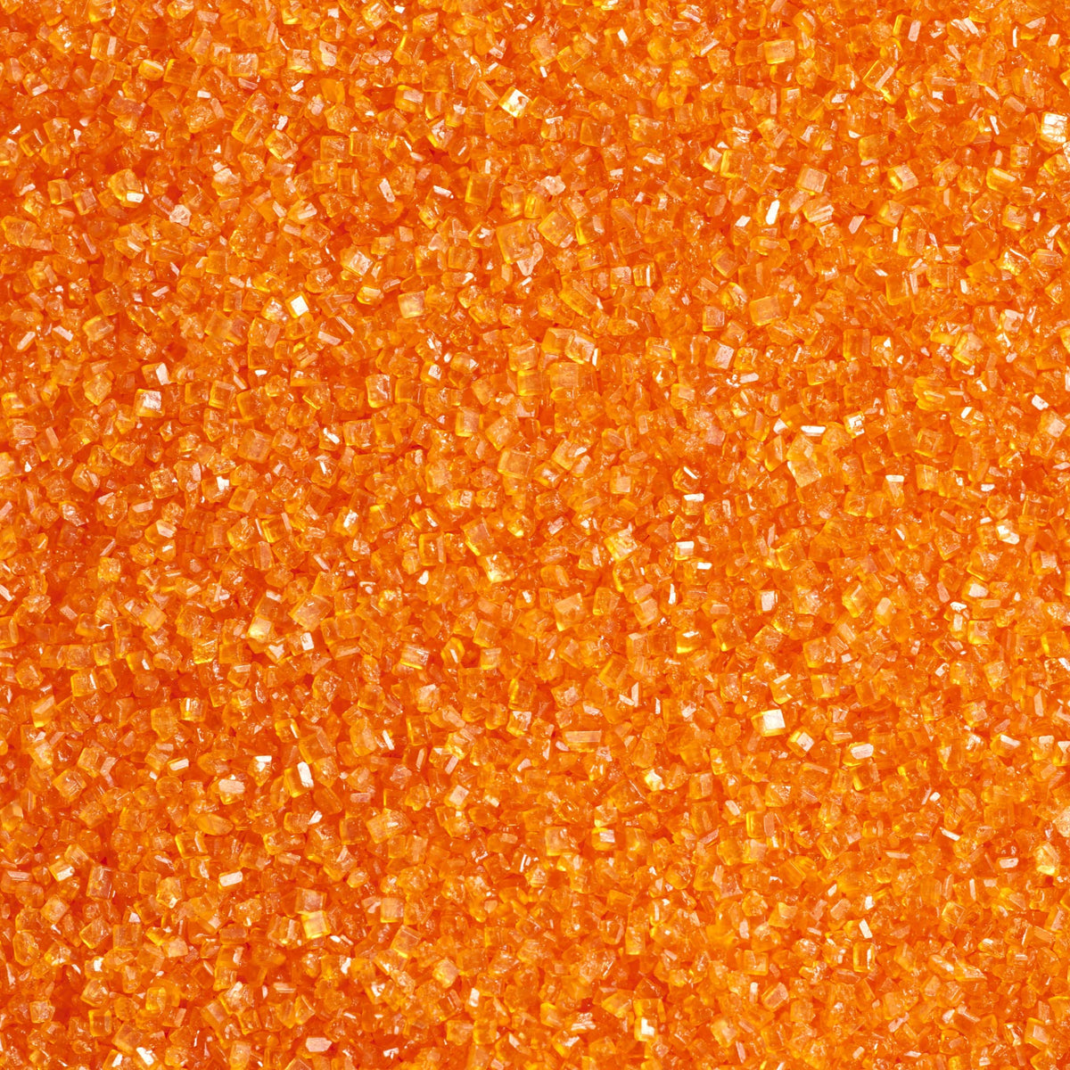 DecoPac orange sanding sugar in 33oz container adds vibrant shimmer to desserts.
