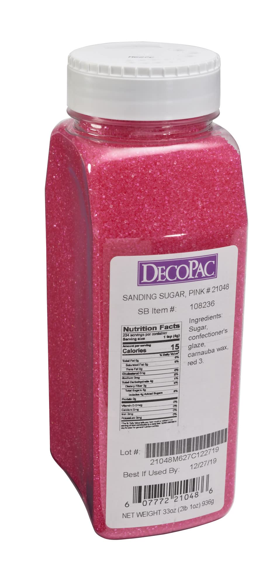 DecoPac pink sanding sugar on cakes and cookies for vibrant color and texture