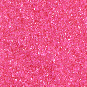 DecoPac pink sanding sugar in a sprinkles-top jar for easy cake decoration
