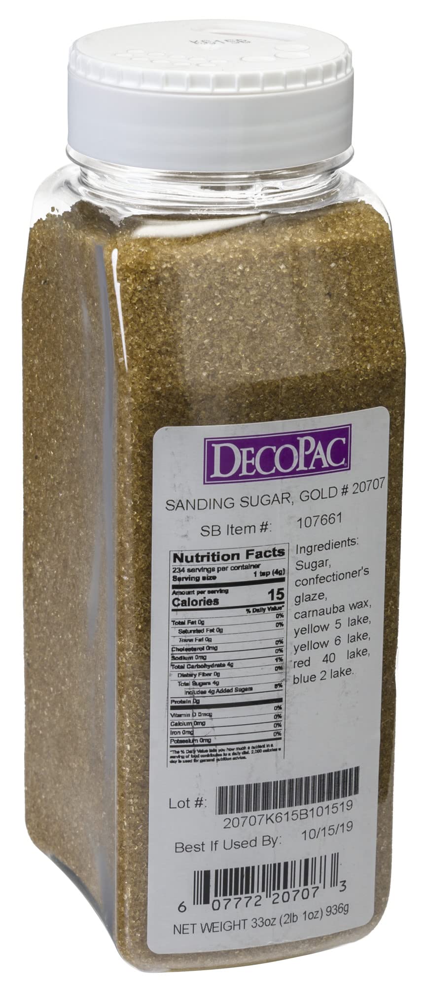 DecoPac sanding sugar enriches cakes with a fine gold sparkle.