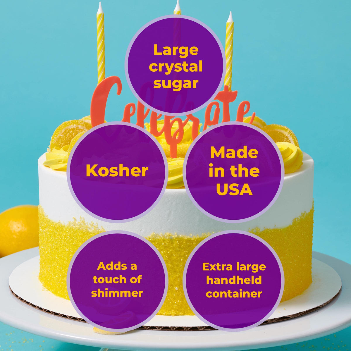 Professional bakers favor DecoPac sparkle sugar for consistent color.