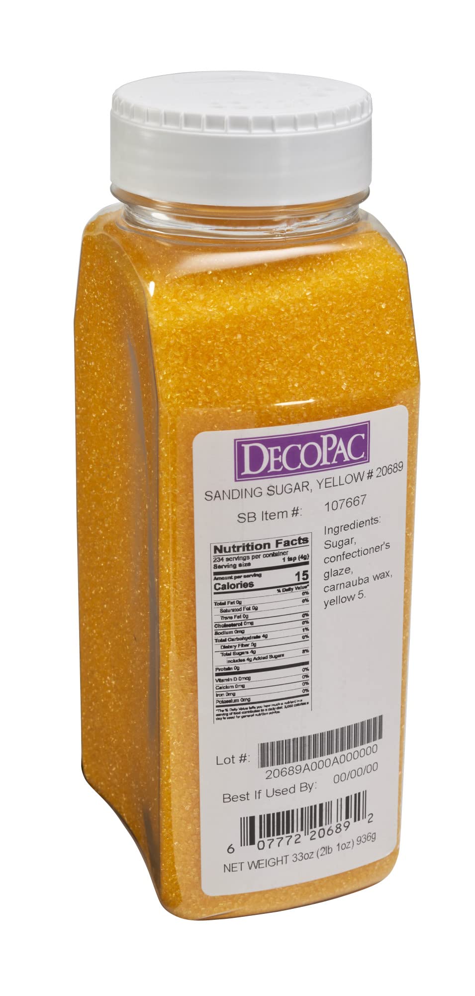 DecoPac sanding sugar yellow cake decorating adds shimmer and color
