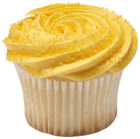 DecoPac sanding sugar yellow sprinkled on cookies for vibrant color