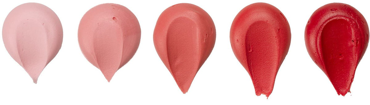 DecoPac Super Red buttercream color swatch demonstrates vivid shade for decorating