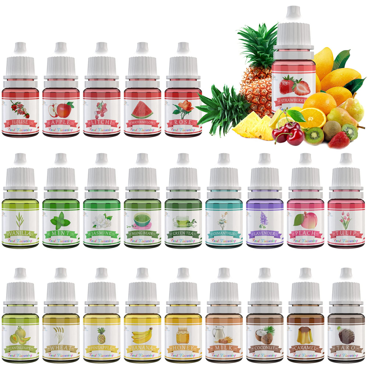 DecorRom flavor oil 24-pack bottles for DIY baking and drinks