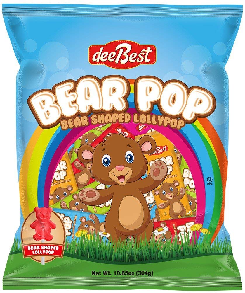 Dee Best Bear Pop blue teddy bear lollipops for playtime.