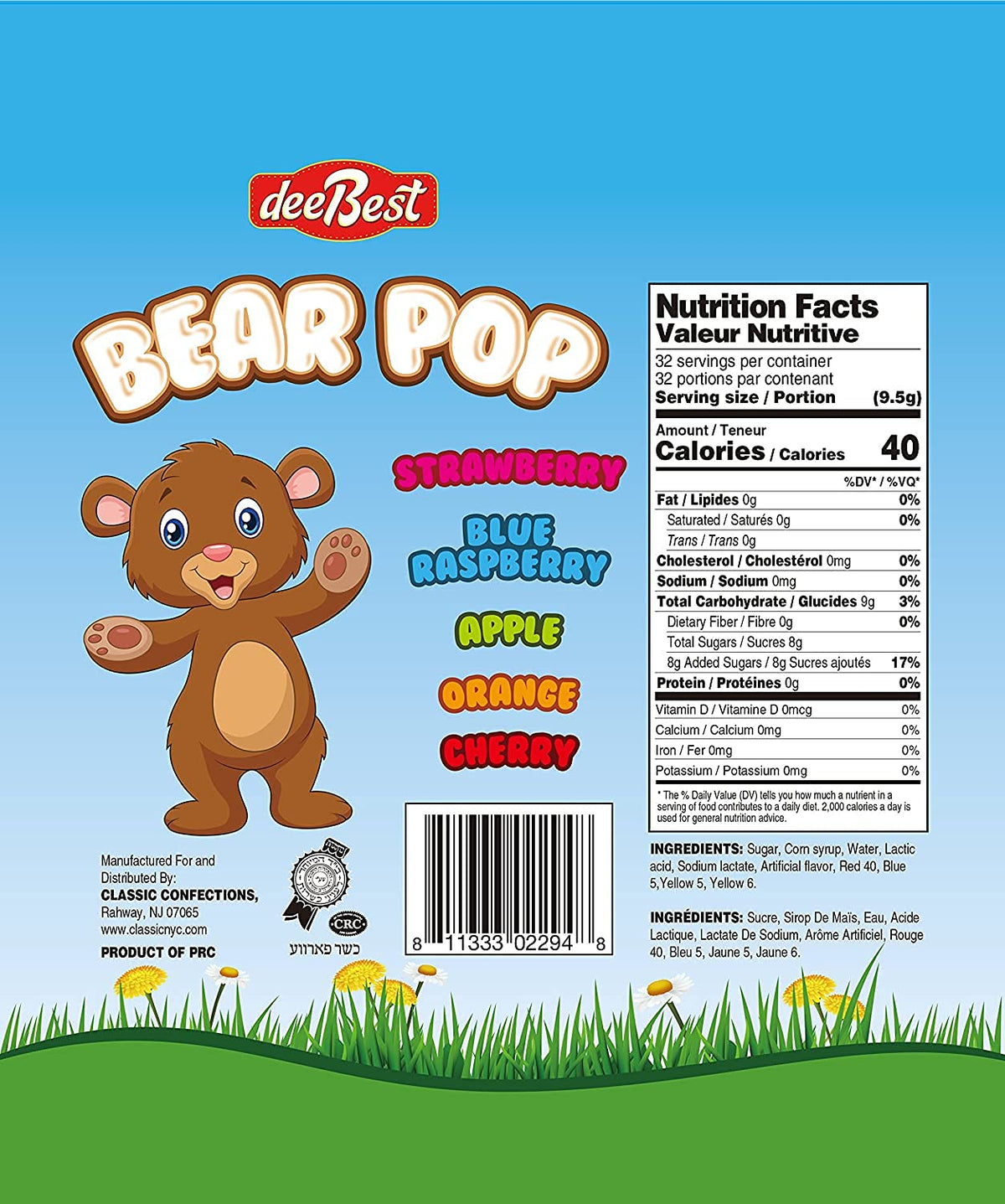 Dee Best Bear Pop orange teddy bear lollipops for celebrations.