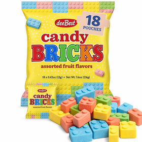 Dee Best Candy Bricks assorted fruit flavors, ideal for celebrations.