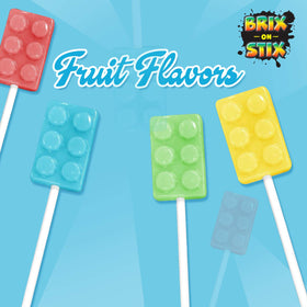 Dee Best Bricks on Stix lollipops lined up for event snack stations