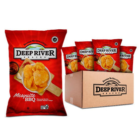Deep River Snacks Mesquite BBQ Kettle Chips 24-pack, ideal for on-the-go snacking and sharing.