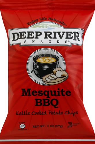 On-the-go ready Deep River Snacks Mesquite BBQ chips in portable pack for busy days.