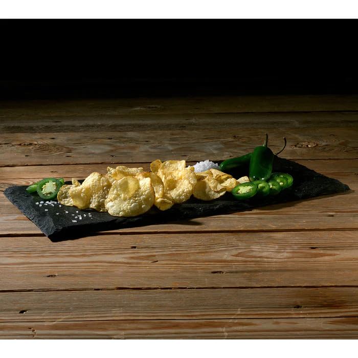 Deep River Snacks jalapeño chips with crisp texture ideal for dipping.