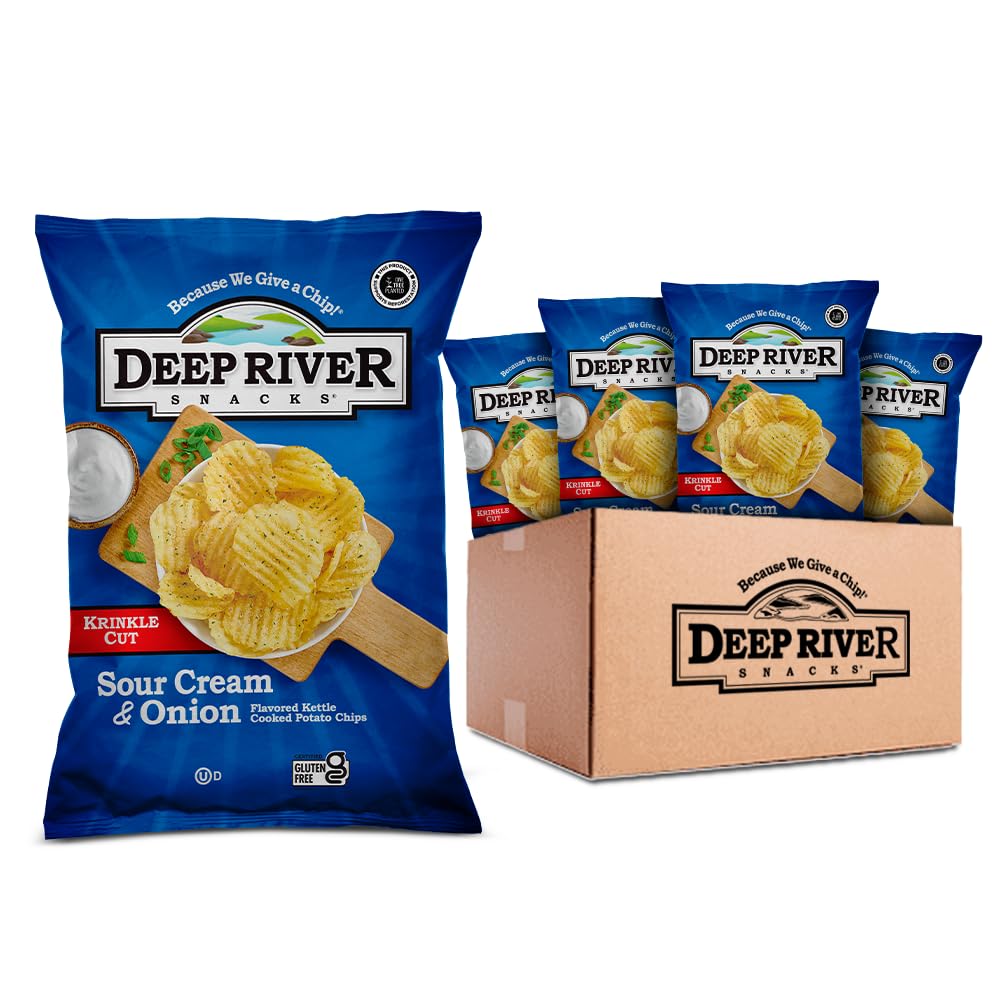 Deep River Sour Cream & Onion kettle chips 12-pack, perfect party snack