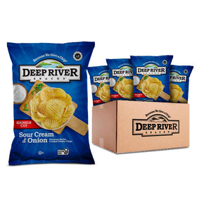 Deep River Sour Cream & Onion kettle chips 12-pack, perfect party snack