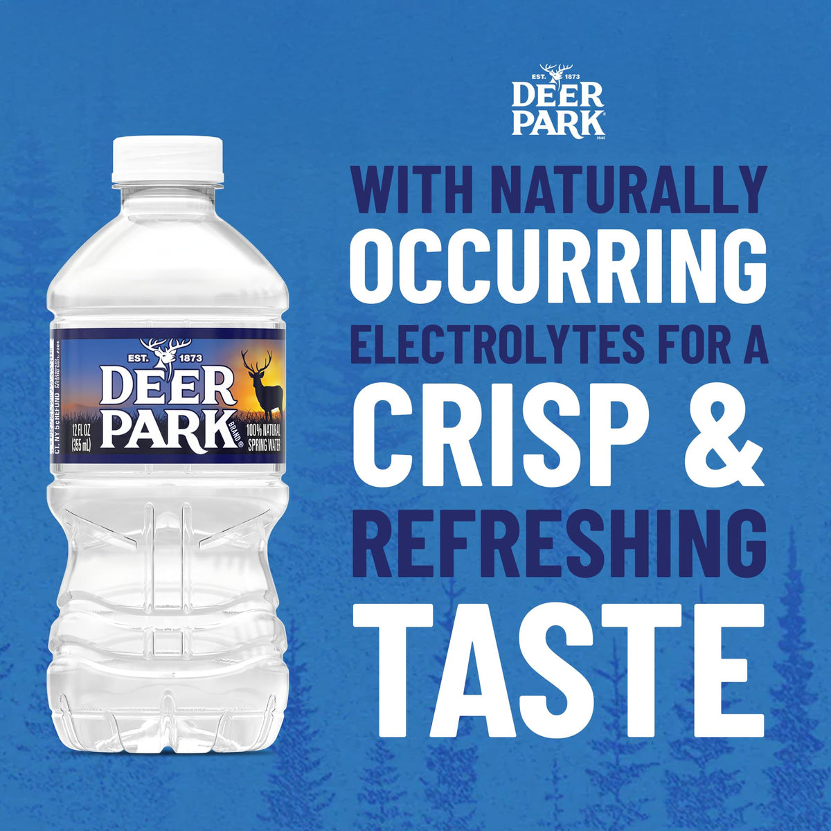 Deer Park Spring Water 12-pack packaging illustrates convenient on-the-go hydration for adventures.