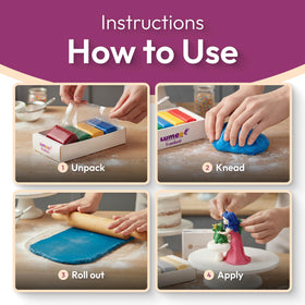 Dekozauber24 fondant multi-pack decorating setup highlights versatility for covering and sculpting.